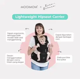 Mooimom x nero bianco lightweight hipset carrier gendongan bayi depan