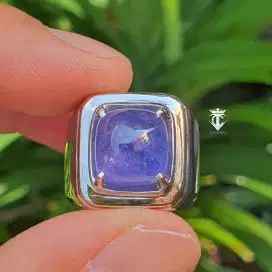 Batu Permata Natural Cushion Tanzanite Tanzania 9.38 Ct SKY Lab Memo