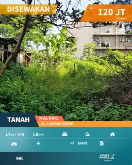 Disewakan Tanah Cocok untuk Usaha di Jl Lembah Dieng Malang