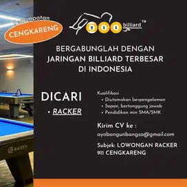 Lowongan kerja RACKER Billiard cabang Cengkareng