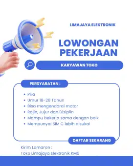 LOWONGAN KERJA KARYAWAN TOKO BUTUH YANG SERIUS