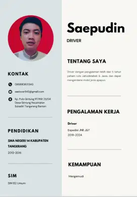 Saya sedang mencari pekerjaan sebagai sopir