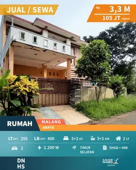 Dijual Rumah Hook Terawat di Cluster Golf Araya Blimbing Malang Siap H
