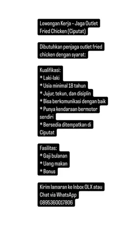 DICARI PENJAGA OUTLET FRIED CHICKEN