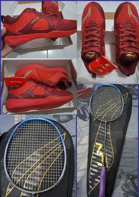 Raket Badminton Li-Ning 3D CALIBAR 60 dan Sepatu Lining Original Paket