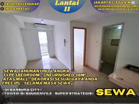 Disewakan Unit Langka 1BR UNFURNISHED Tower B Diatas Mall Bassura City