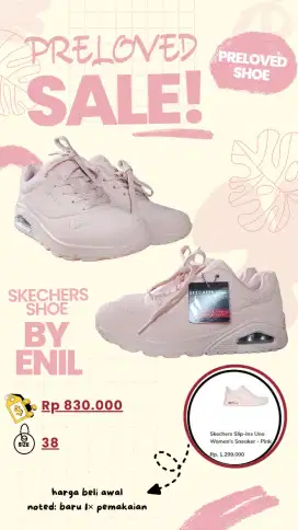 Sepatu Skechers slip ins Uno PINK