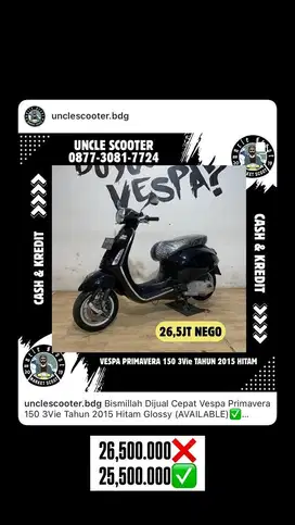 Vespa Primavera 150 3Vie Tahun 2015 Hitam Glossy