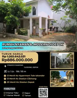 Dijual Rumah D'Marco Diamond Depok