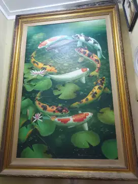 Lukisan kanvas asli Ikan Koi