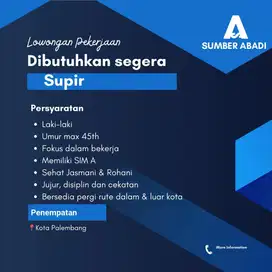 Loker supir dan bagian gudang Toko SA