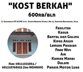 Disewakan Kostan Pria/Wanita