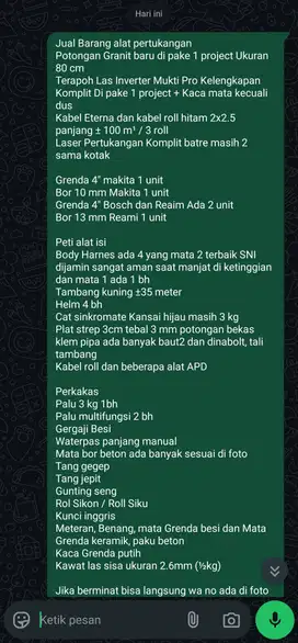 Barang Bekas / Alat Kerja Tukang, Bor, Grenda, Potongan Keramik, dll