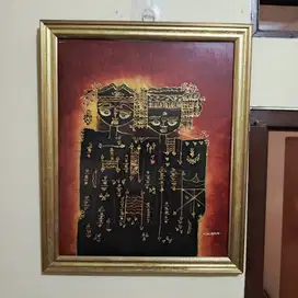 Lukisan kain ukuran 40 x 60 cm asli Jogja
