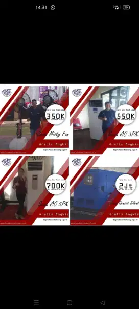Penyewaan Kipas Blower Air Misty Cool, AC Portable & Genset