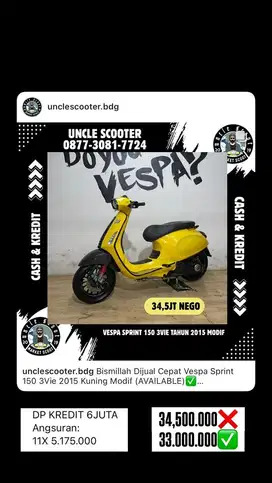 Vespa Sprint 150 3Vie 2015 Kuning Modif