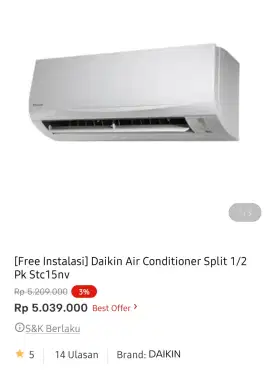 Daikin air conditioner 1/2PK