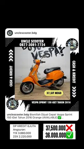 Vespa Sprint 150 iGet Tahun 2016 Orange