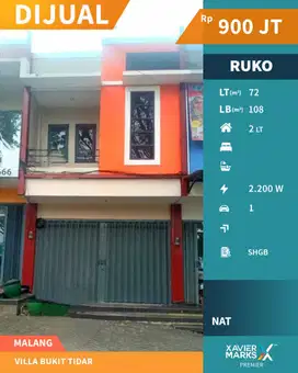 Butuh Cepat Laku Dijual Ruko 2 Lantai di Villa Bukit Tidar Malang