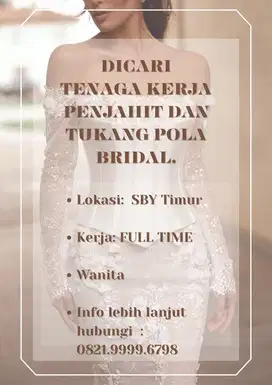 Dicari Tukang Pola + Penjahit