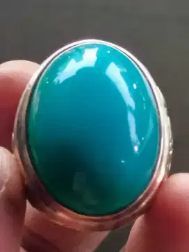 Batu bacan Doko kristal jumbo ring perak cor tebal