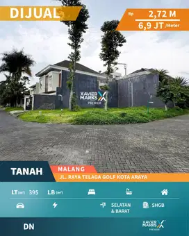 Dijual Tanah Kavling Hook di Jalan Raya Telaga Golf Kota Araya Malang