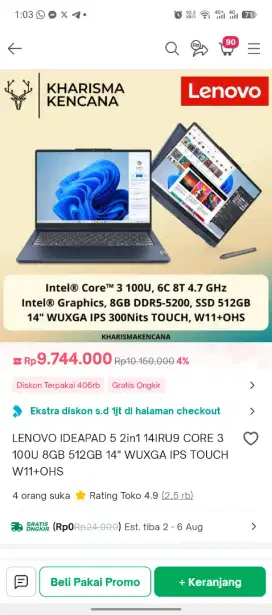 Lenovo Ideapad 5 2in1 14IRU9 8/256
