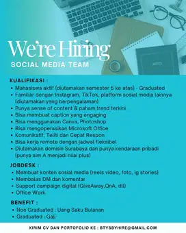 Dicari Segera Sosial Media Team