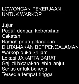 Lowongan Penjaga warkop