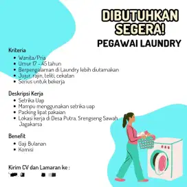 DIBUTUHKAN SEGERA STAFF LAUNDRY (SETRIKA UAP) DI DESA PUTRA, JAGAKARSA