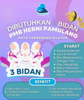DIBUTUHKAN 3 BIDAN (luar jabodetabek)