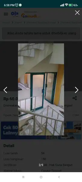 Dijual Ruko 3 Lt. di Ciputat Tangsel