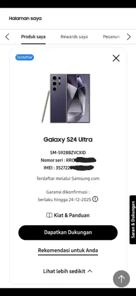 Samsung s24 Ultra SEIN masih Bergaransi