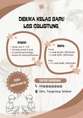 Les calistung kelas baru untuk persiapan anak masuk SD