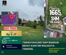 S832.Tanah Siap Bangun Cocok tuk Cluster Strategis Permeter 5Juta di p