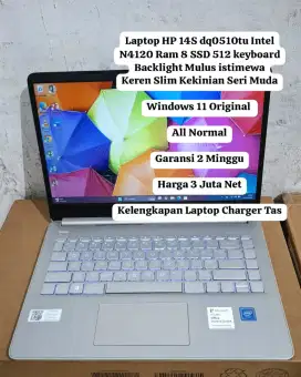 HP 14S dq0510tu Intel N4120 Ram 8 SSD 512 keyboard Backlight