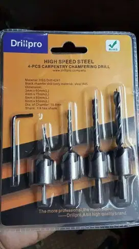 4 Pcs Mata Bor HSS Drill Bits Countersink 3 mm to 6 mm Woodworking