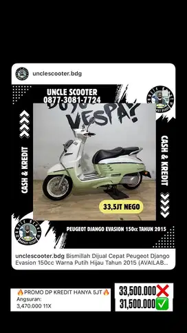 Peugeot Django Evasion 150cc Warna Putih Hijau Tahun 2015