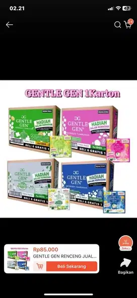 GENTLE GEN RENCENG 1 Dus isi 10 Renceng 140 Sachet