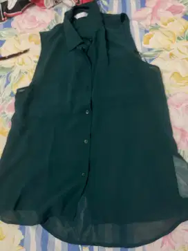 Green top/kemeja wanita tanpa lengan