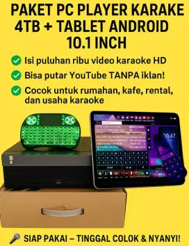 Paket Pc karaoke Android YouTube 4tera + tablet Android 10inch