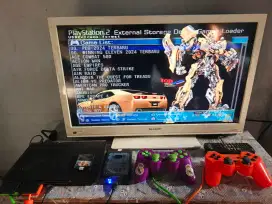 Playstation 2 hardisk luar 500GB + TV Sharp 24 inch