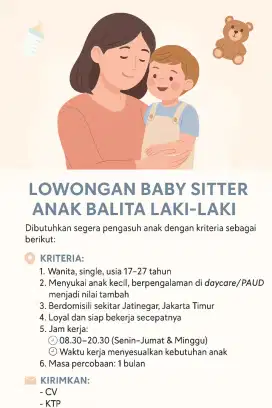 Lowongan kerja baby sitter pulang pergi