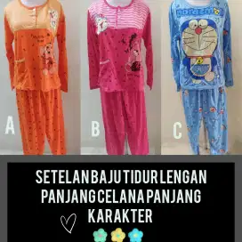 Setelan Baju Tidur Lengan Panjang Celana Panjang Karakter