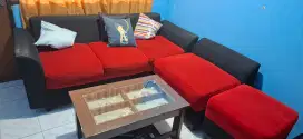 Sofa minimalis model L  good condition masih empuk free bantal.
