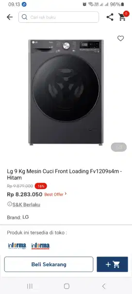 PROMO KREDIT LG 9 KG MESIN CUCI FRONT LOADING