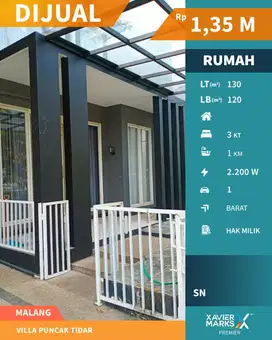 Dijual Rumah Terawat Bagus di Villa Puncak Tidar Malang