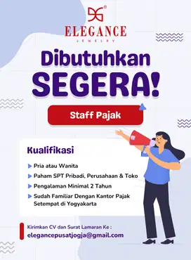 DIBUTUHKAN SEGERA STAFF PAJAK