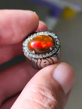 Batu Kalimaya black Opal Ethiopia 2.85 carat ring perak memo Mri