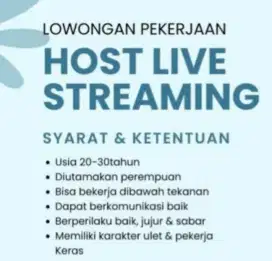LOWONGAN MODERATOR HOST LIVE TKTOK SHPEE OLSHOP GREEN LAKE CITY